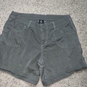 Kuhl Women's Cargo Shorts Size 10 Green Hiking Oudoor Climbing Snap Pockets